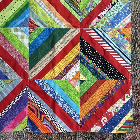 VTG Denton Texas Quilt Guild 26" x 36" Patchwork Diamond Denim Multicolor USA - Picture 6 of 10